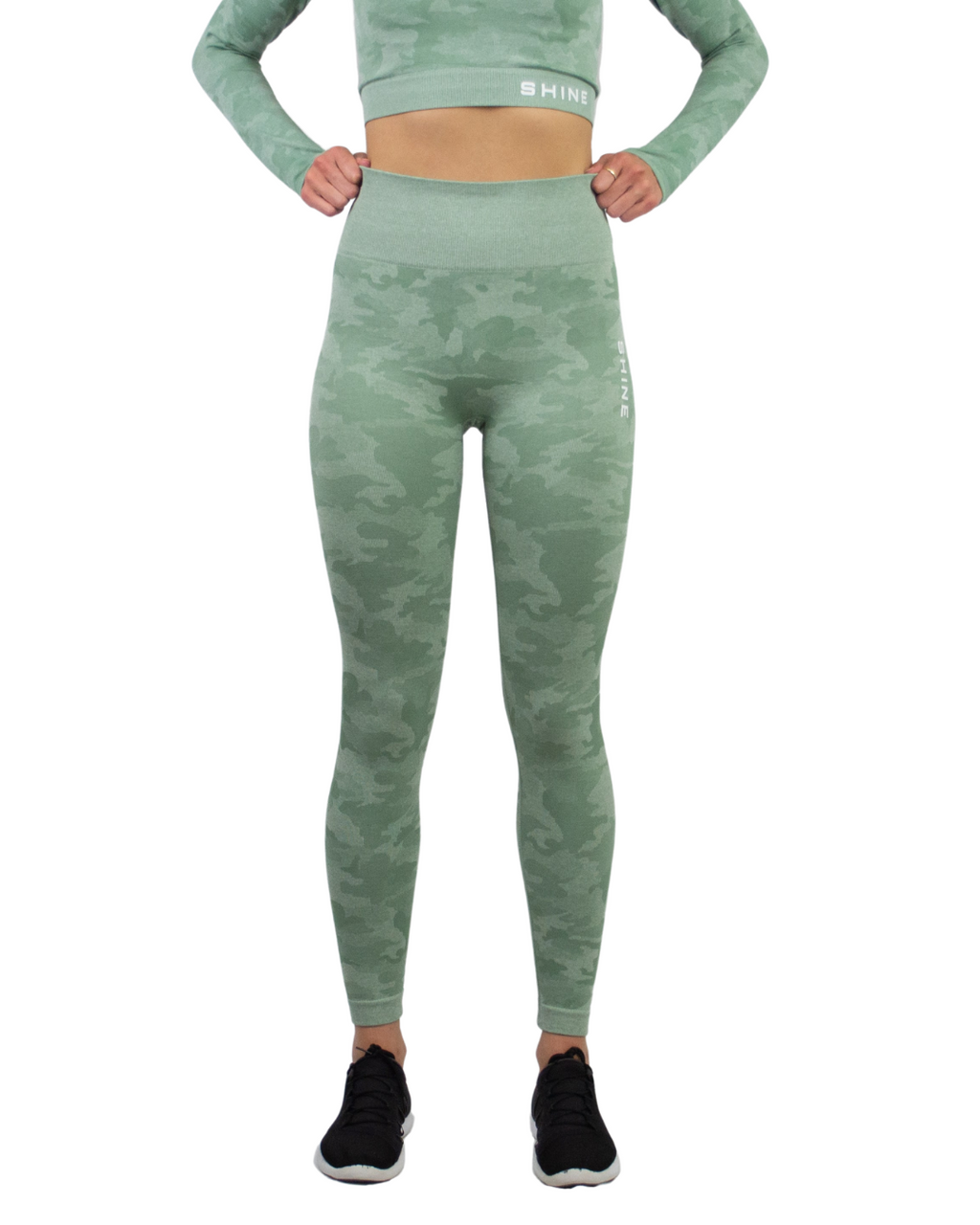 Top and Women's Sportswear Leggings in mint green microfiber with